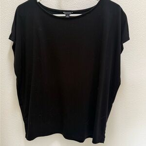 Ann Taylor Black Short Sleeve Draped Knit Tee